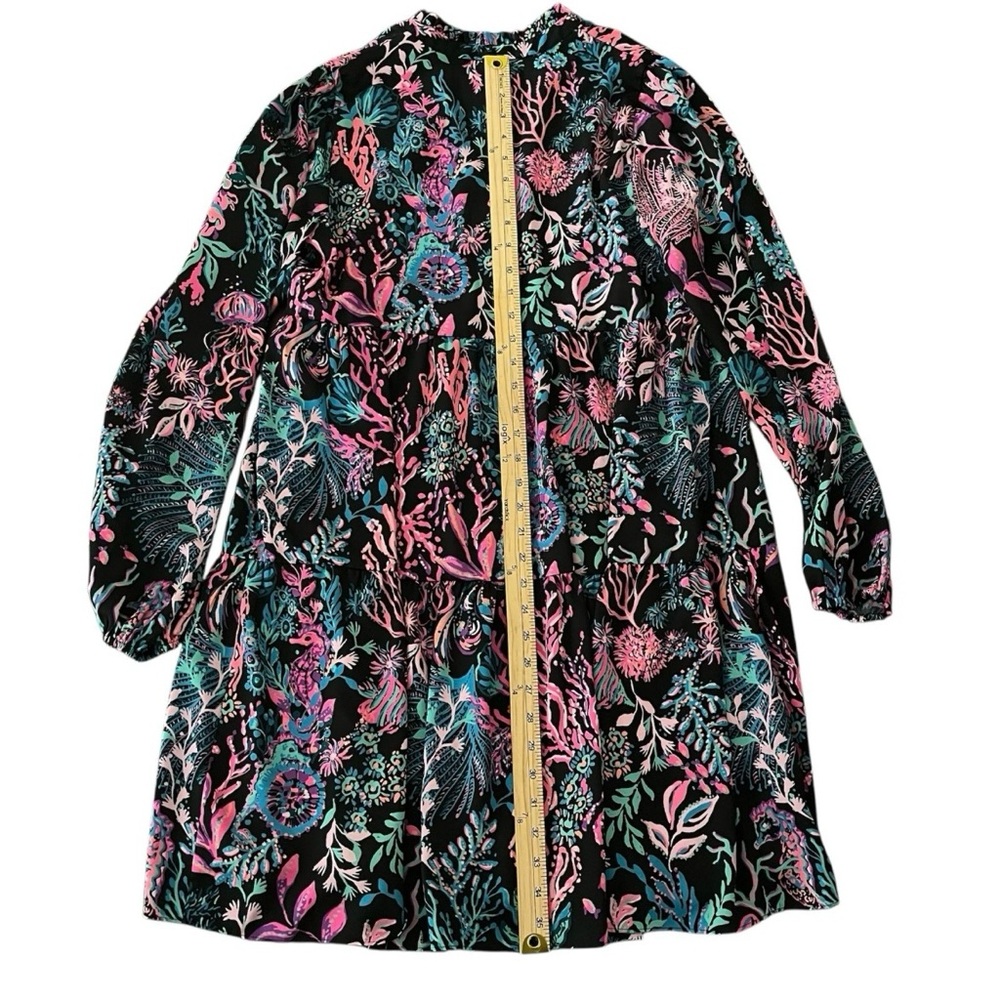 Lilly Pulitzer Arella Dress Onyx Twilight Coral Tiered Swing Mini M Boho Preppy - Picture 10 of 10